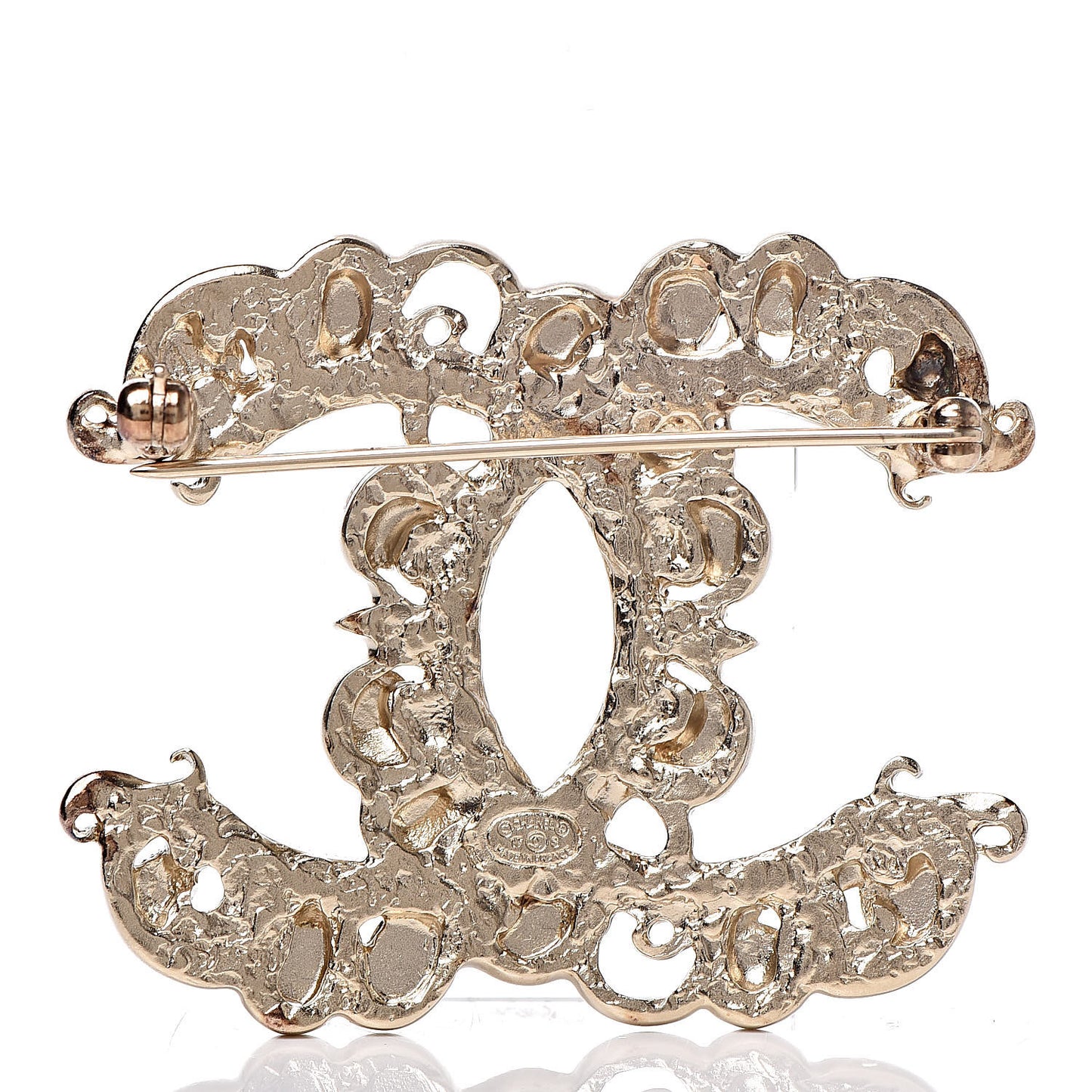 Gripoix Pearl CC Brooch Multicolor Light Gold
