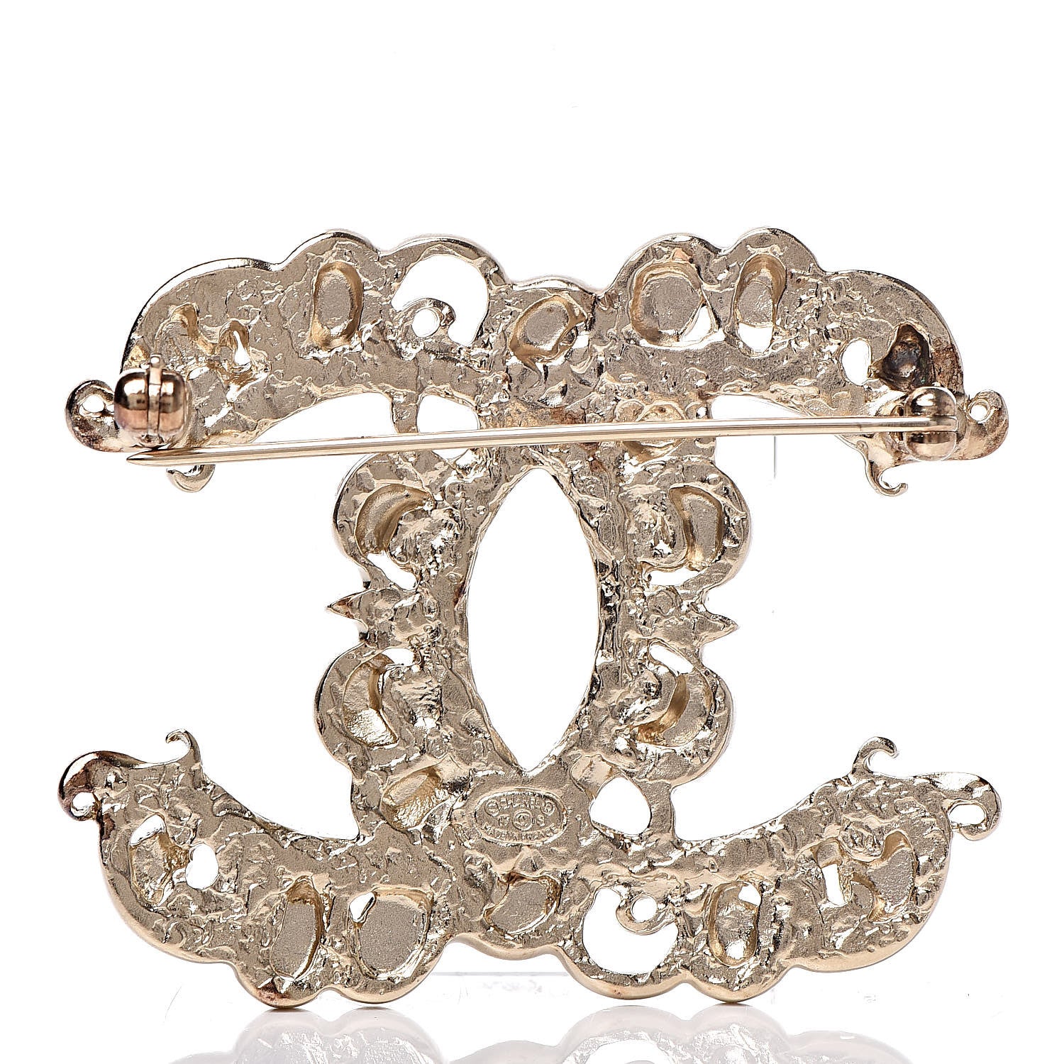 Chanel Gripoix Pearl CC Brooch Multicolor Light Gold 3 of 5