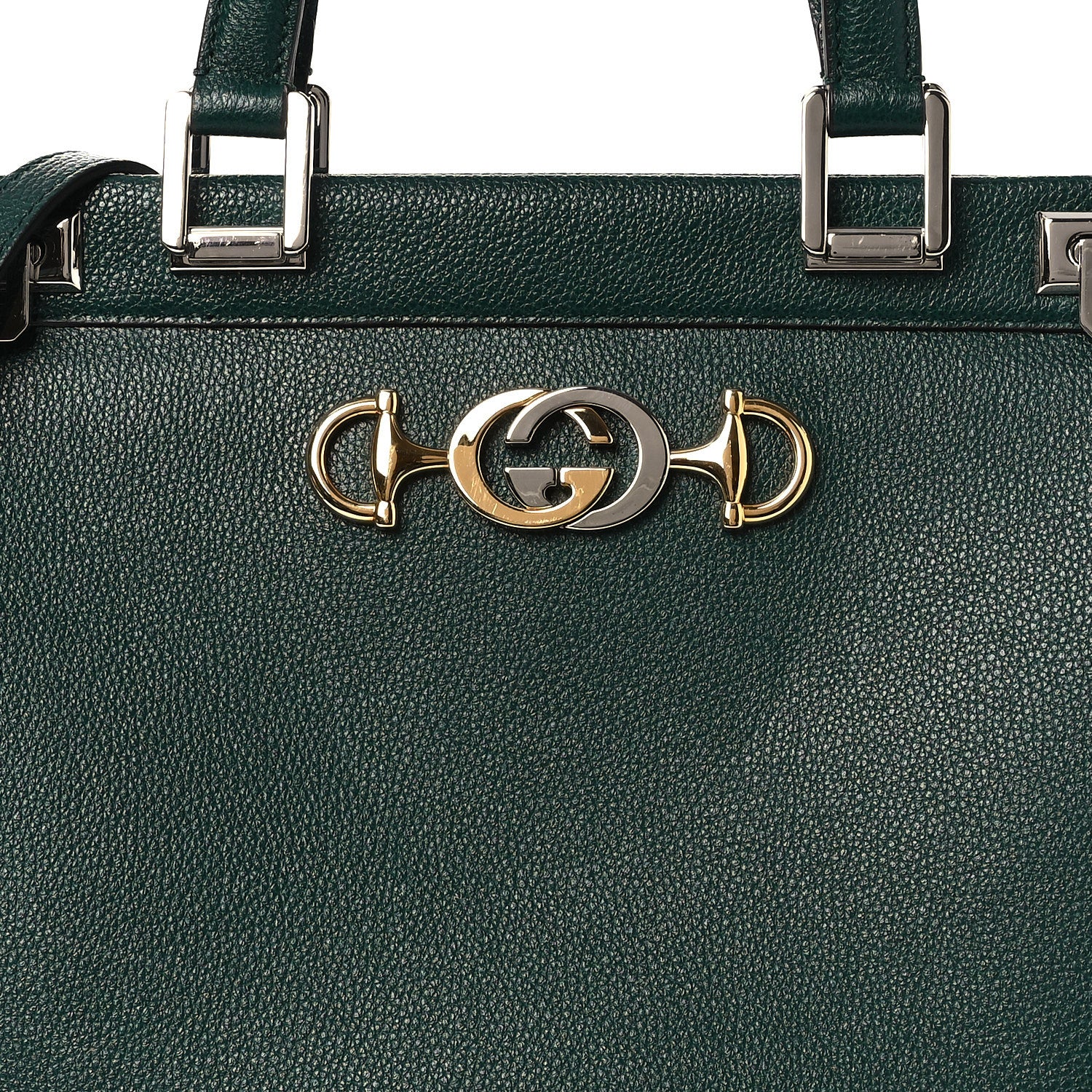 Gucci Grainy Calfskin Medium Zumi Top Handle Bag Vintage Green