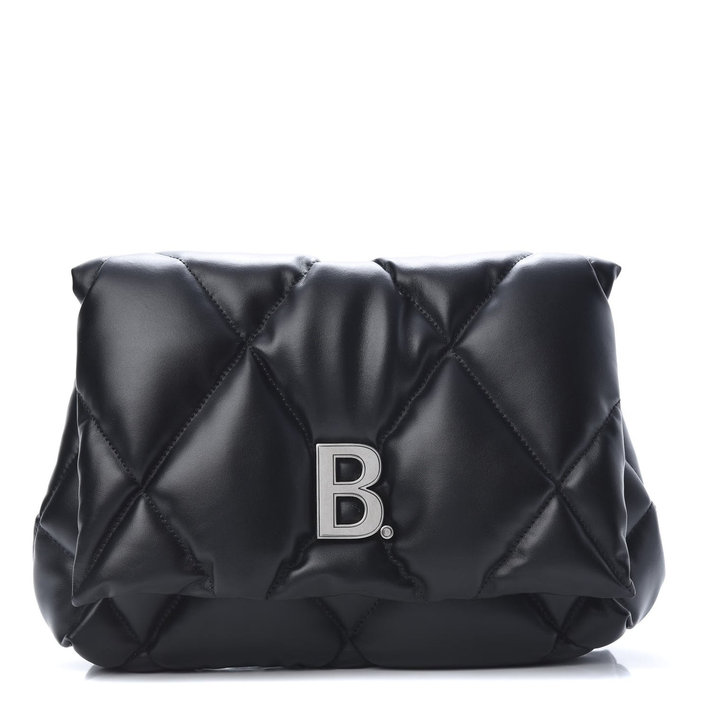 Nappa Calfskin Quilted Touch B Puffy Clutch Black