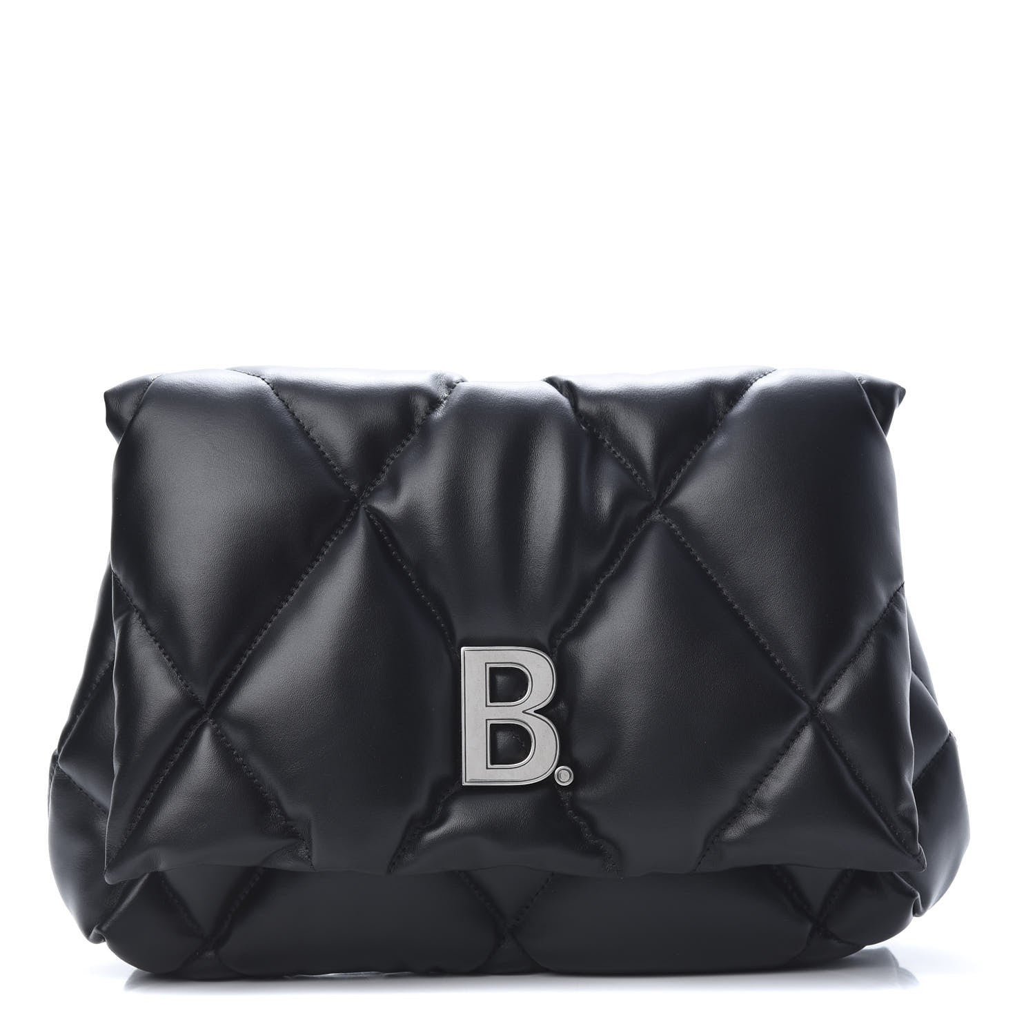 Balenciaga Nappa Calfskin Quilted Touch B Puffy Clutch Black 1 of 7
