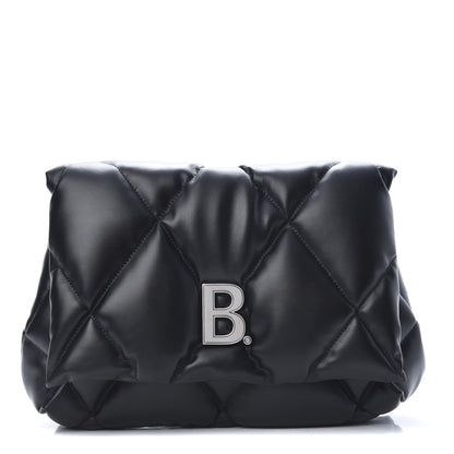 Balenciaga Nappa Calfskin Quilted Touch B Puffy Clutch Black 1 of 7