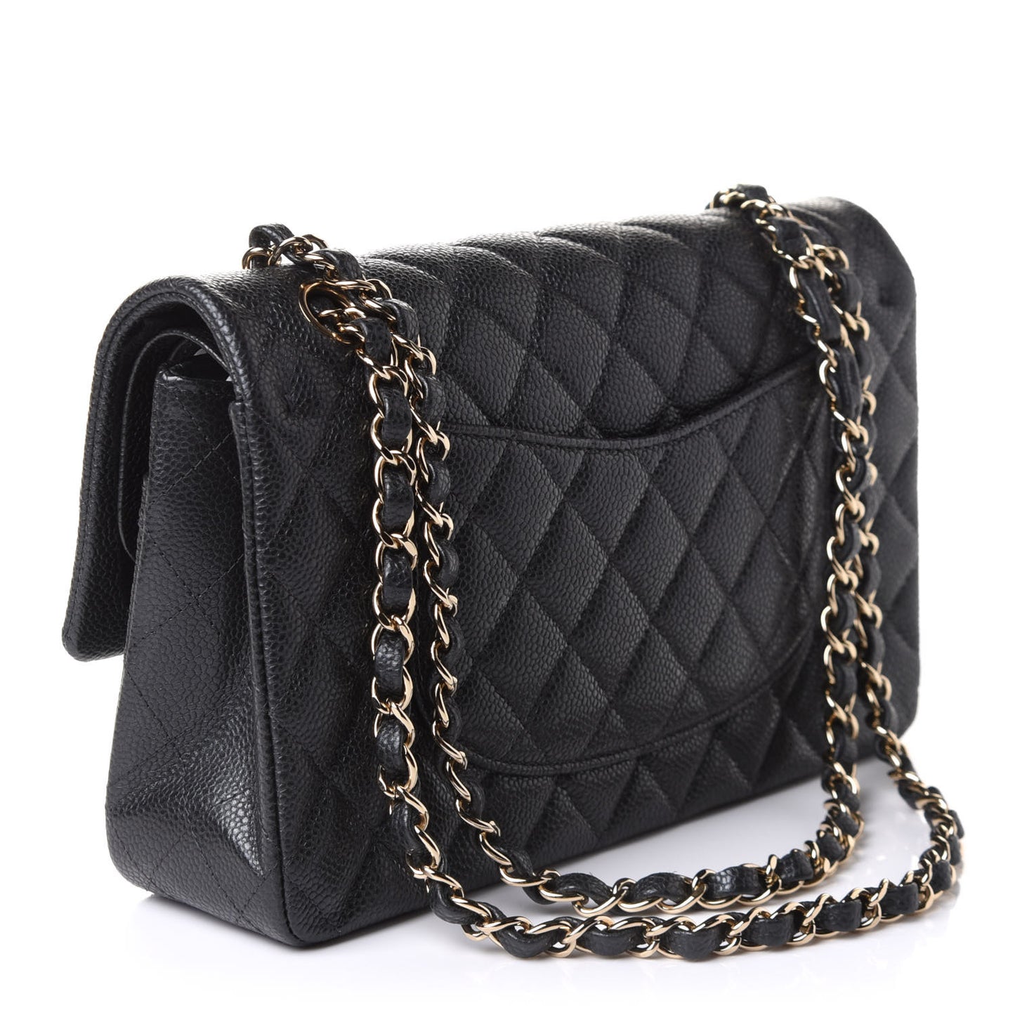 Caviar Quilted Medium Double Flap Dark Grey