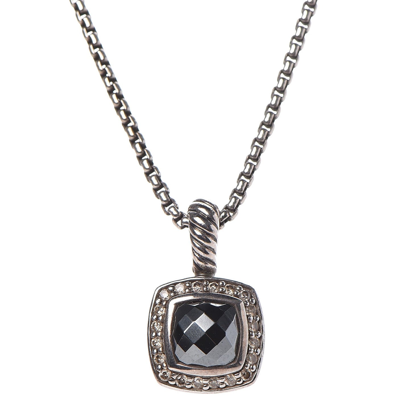 Sterling Silver Diamond Hematine 7mm Petite Albion Necklace