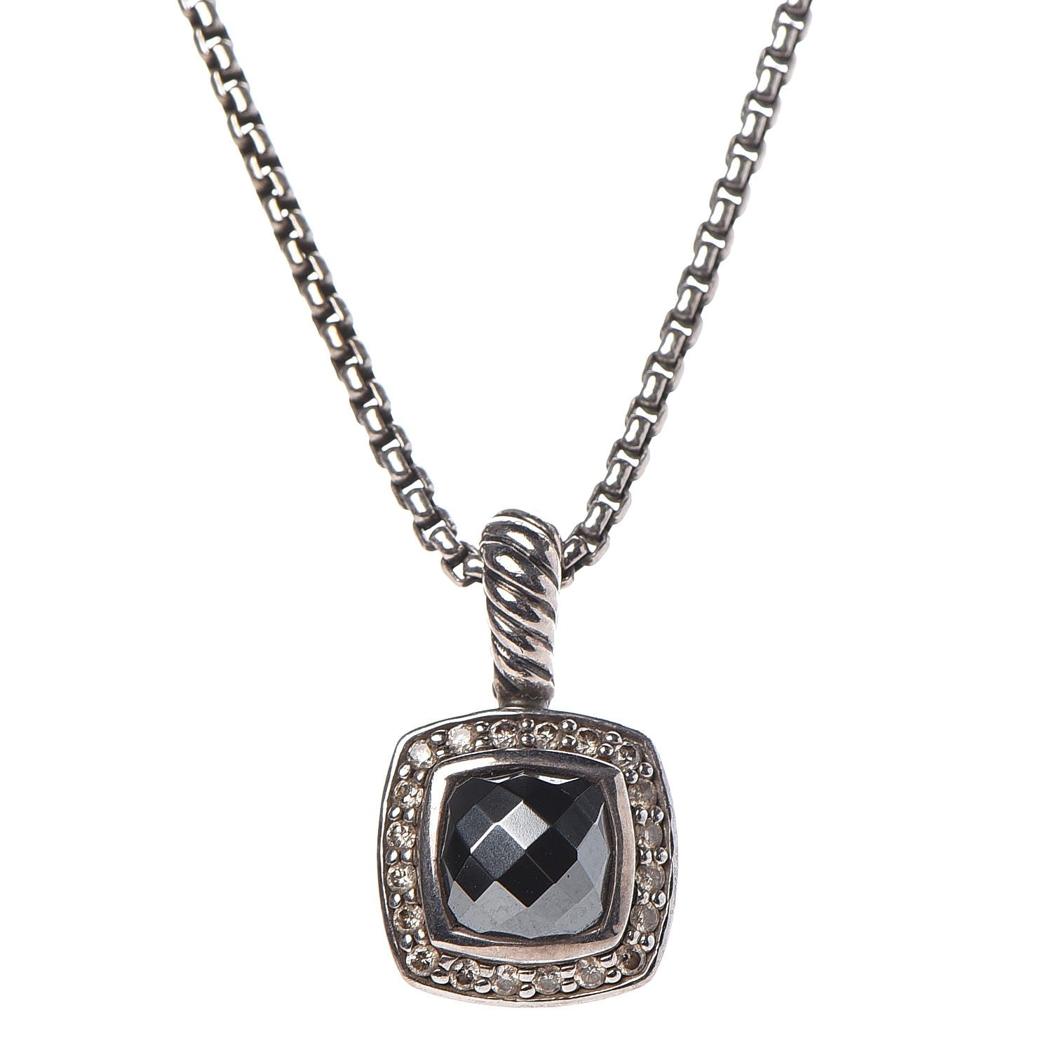 David Yurman Sterling Silver Diamond Hematine 7mm Petite Albion Necklace 4 of 6