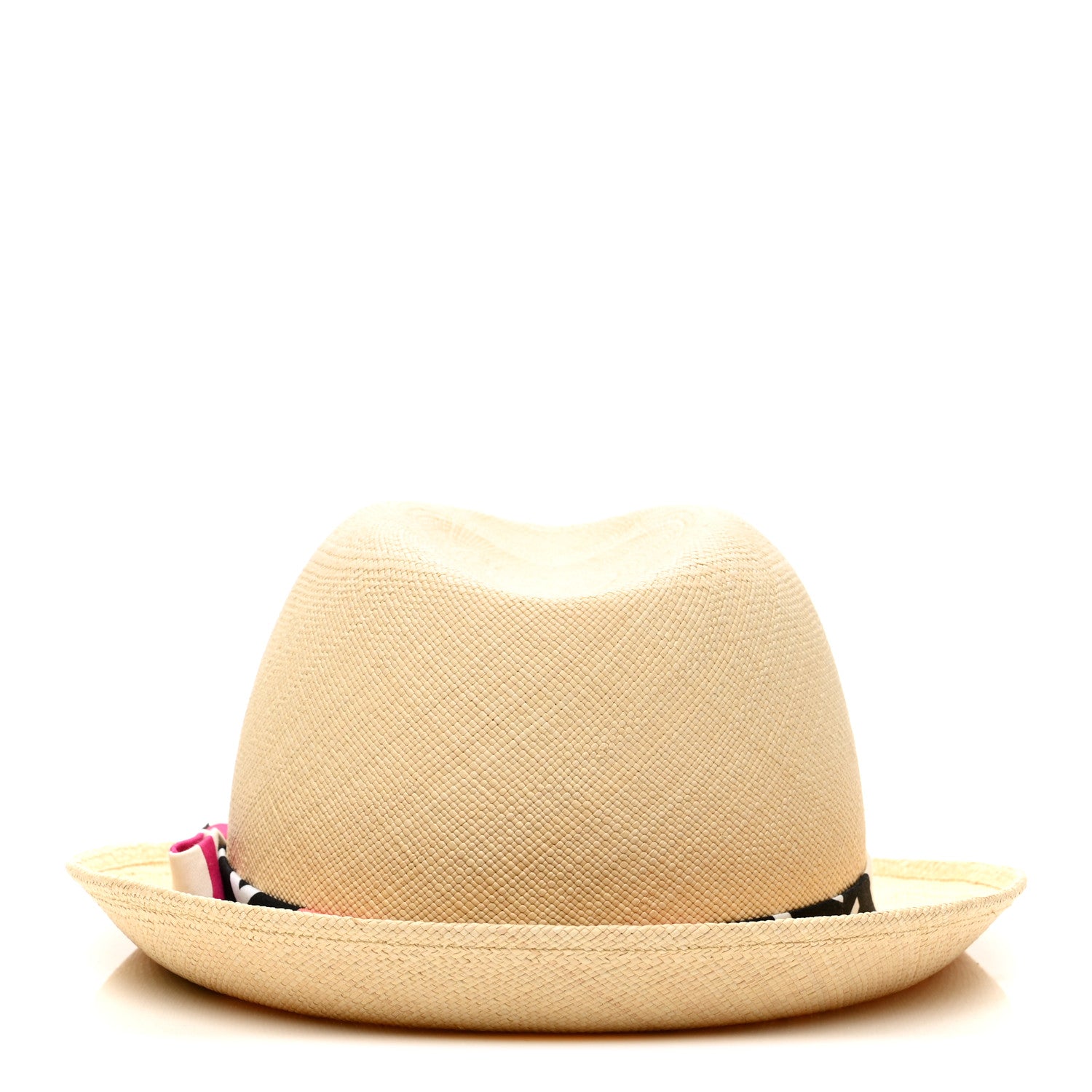 Chanel Straw Ribbon Fedora Hat M Beige Multicolor 6 of 8