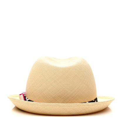 Chanel Straw Ribbon Fedora Hat M Beige Multicolor 6 of 8