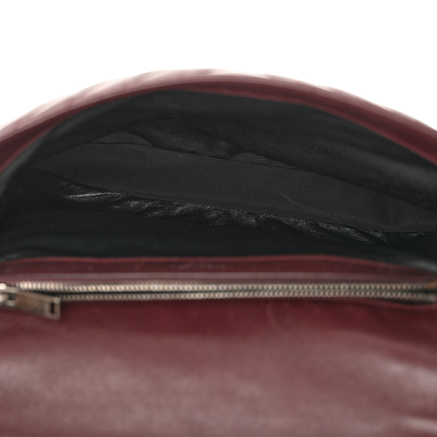 Sheepskin Matelasse Chevron Large College Monogram Satchel Amaranto