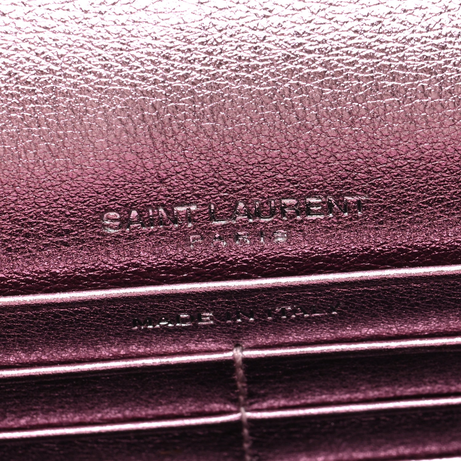 Saint Laurent Metallic Calfskin Monogram Envelope Chain Wallet Pink 6 of 11
