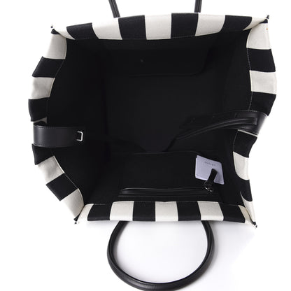 Celine Cotton Canvas Striped Medium Phantom Luggage White Black 5 of 11