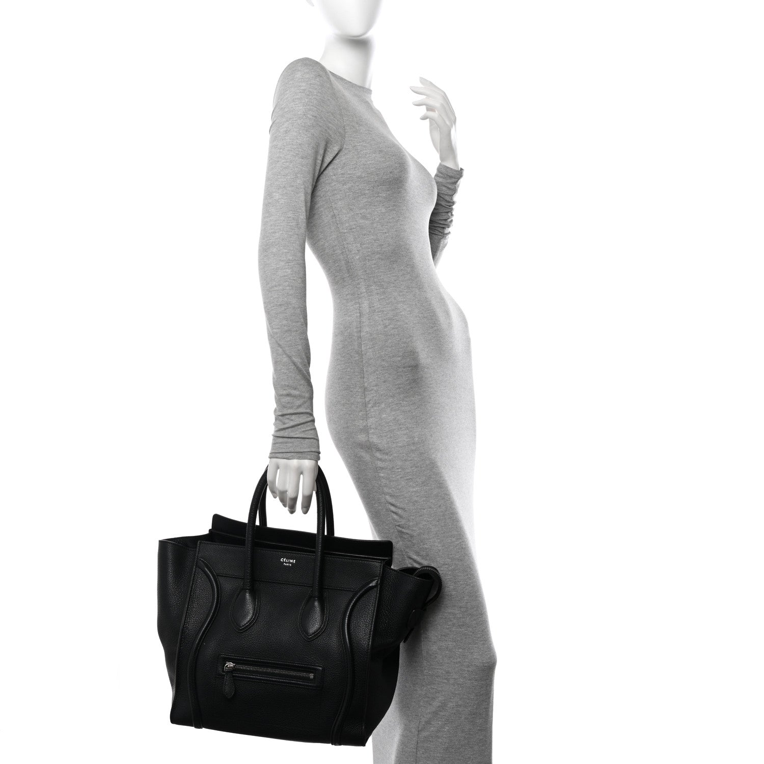 Celine Drummed Calfskin Mini Luggage Black 2 of 19