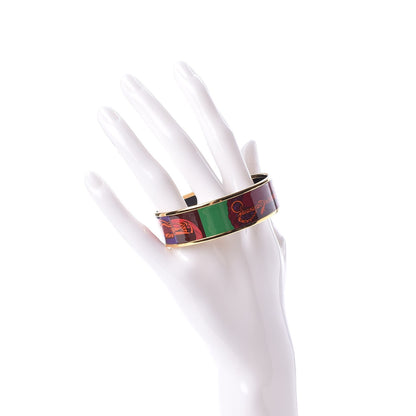 Hermes Enamel Printed Della Cavalleria Wide Bracelet 62 Cacao 2 of 5