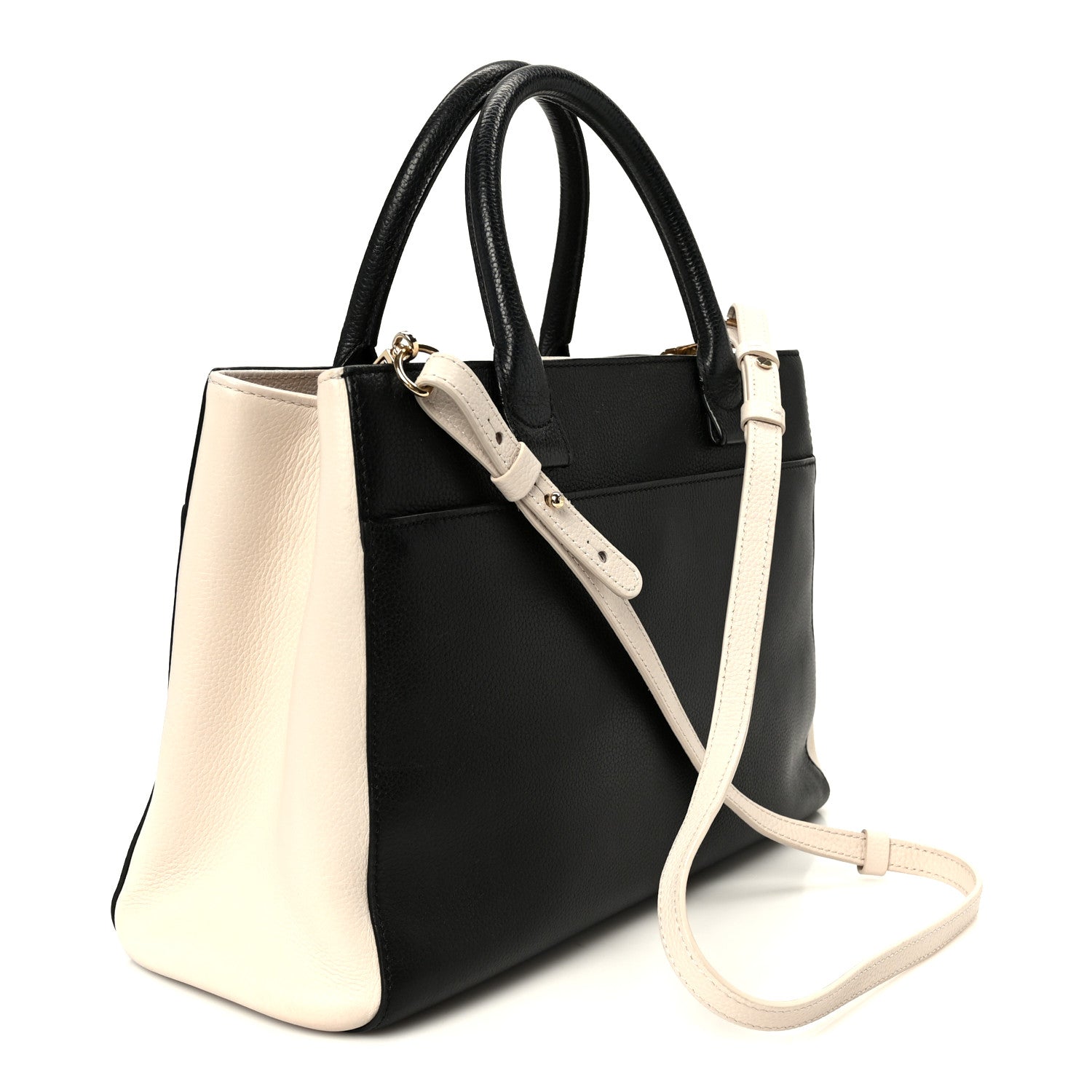 Chanel Grained Calfskin Small Bi-Color Neo Executive Shopper Tote Black Beige 3 of 10