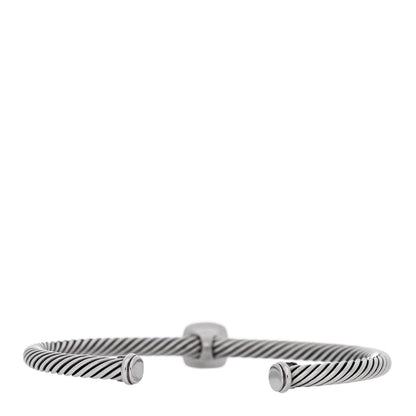 David Yurman Sterling Silver 18K Yellow Gold Diamond 4mm Cable Classics Station Bracelet 2 of 3
