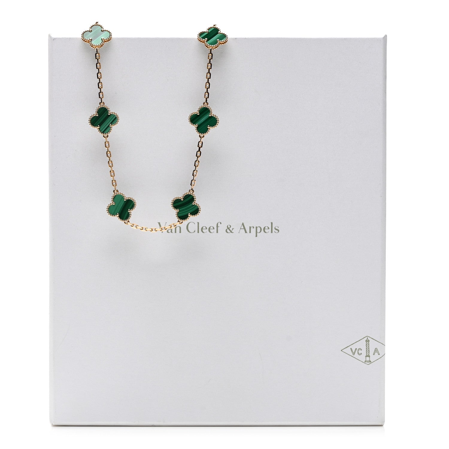Van Cleef & Arpels 18K Yellow Gold Malachite 10 Motifs Vintage