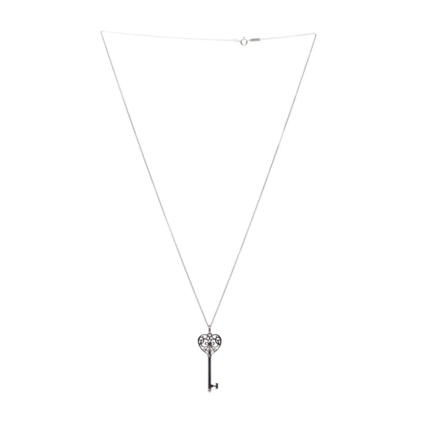 Sterling Silver Blue Sapphire Enchant Heart Key Pendant Necklace