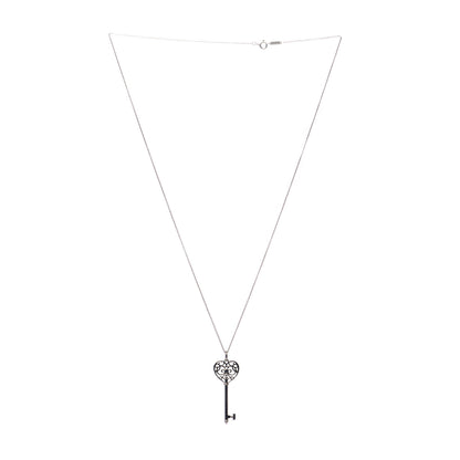 Tiffany Sterling Silver Blue Sapphire Enchant Heart Key Pendant Necklace 3 of 7