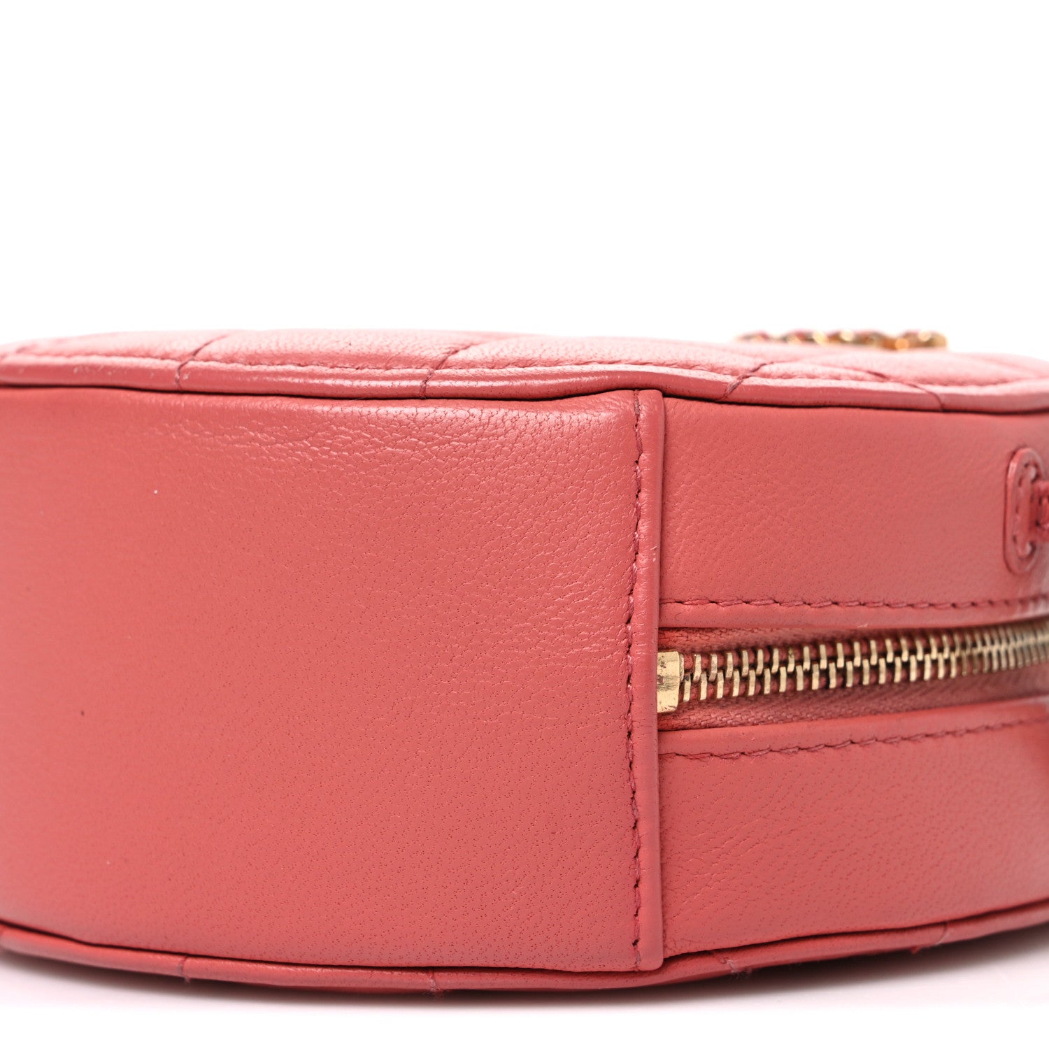 Chanel Goatskin Quilted Chanel 19 Round Clutch With Chain  Coral 9 of 9