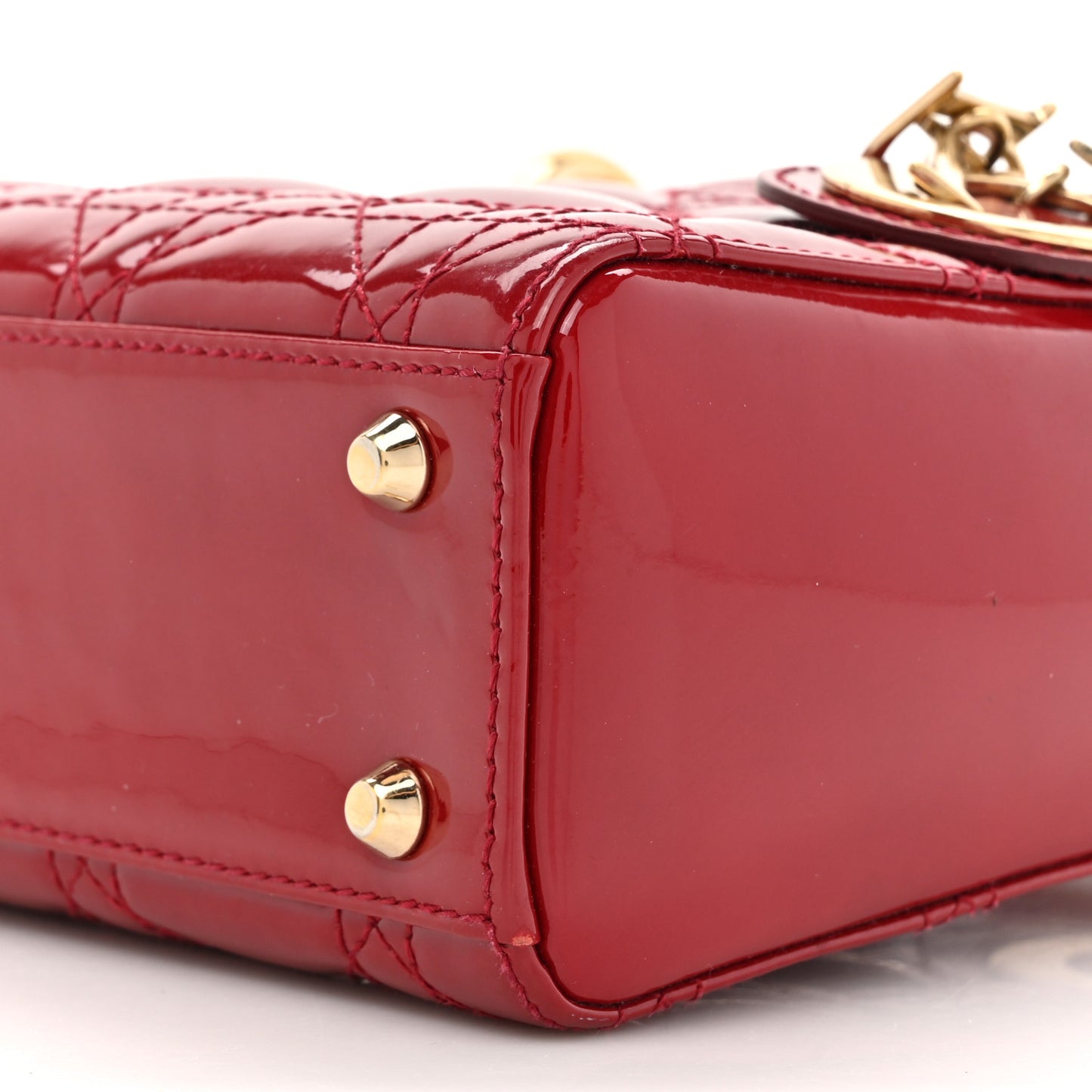 Patent Cannage Mini Lady Dior Red
