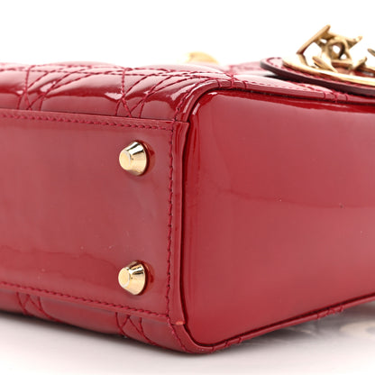 Christian Dior Patent Cannage Mini Lady Dior Red 9 of 12
