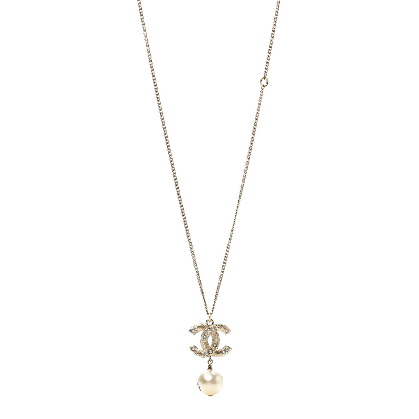 Pearl CC Pendant Necklace Gold