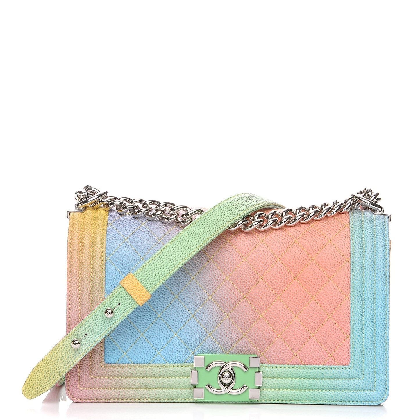 Caviar Quilted Medium Cuba Rainbow Boy Flap Multicolor