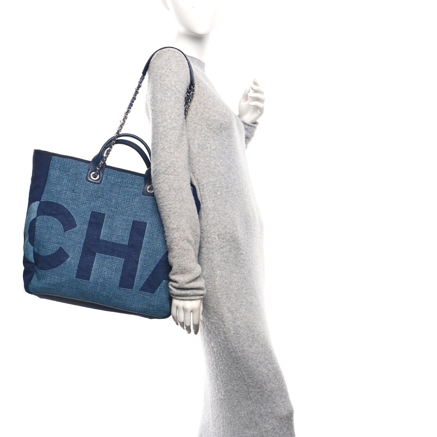 Canvas Large Shopping Tote Dark Blue