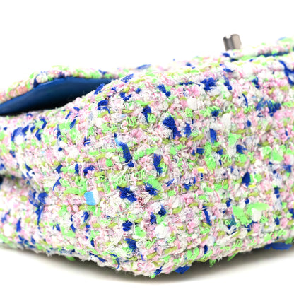 Chanel Tweed Quilted Mini Rectangular Flap White Blue Green 9 of 10