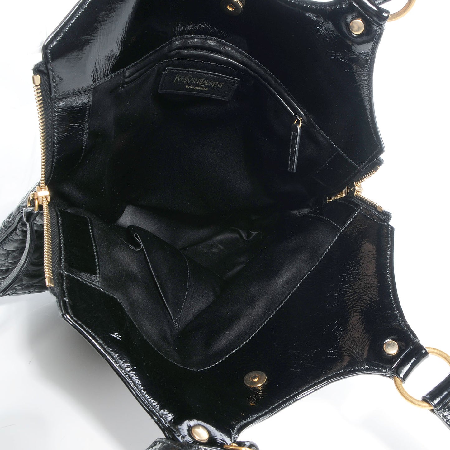 Patent Crocodile Embossed Tribute Tote Black