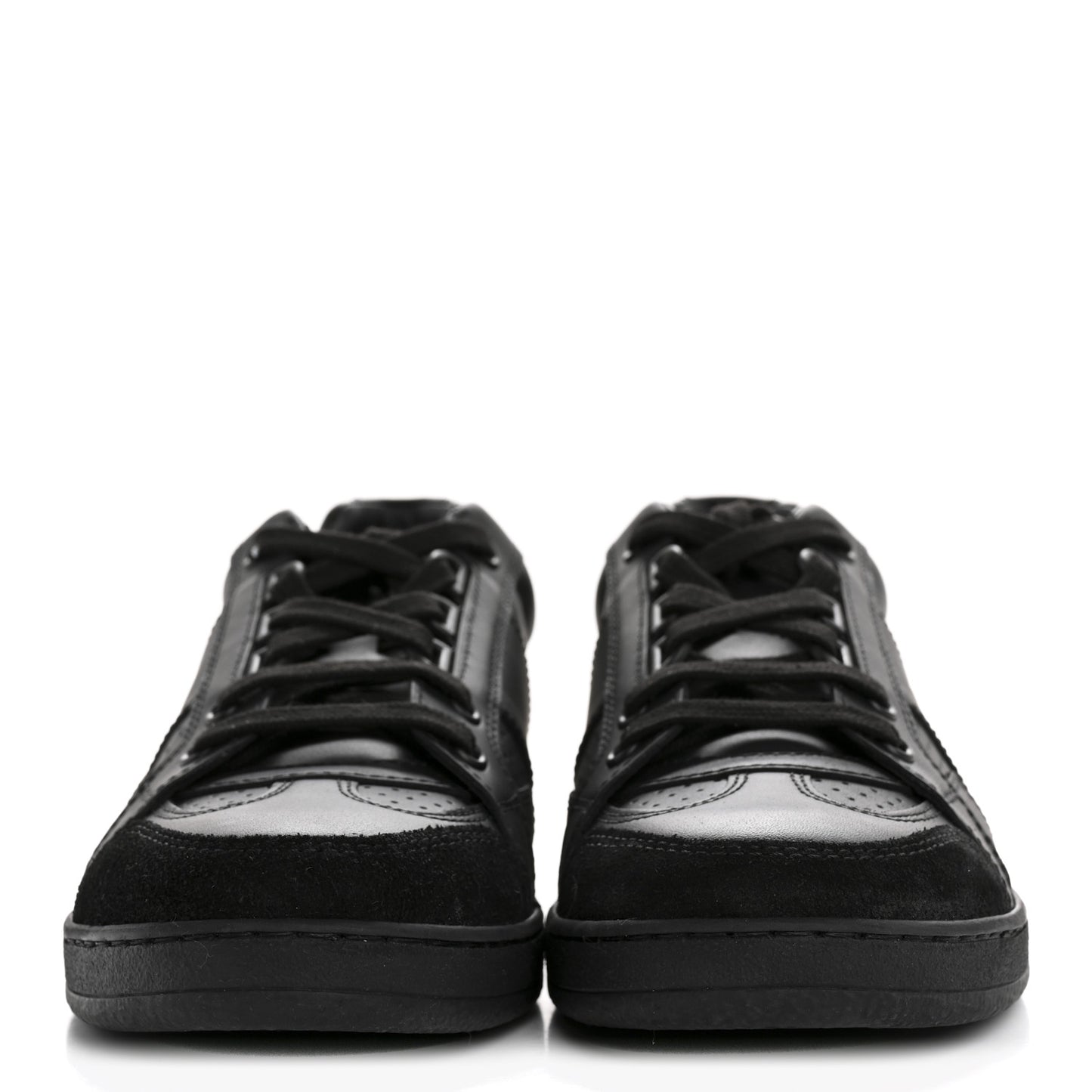 Calfskin Suede Logo Sneakers 37 Black