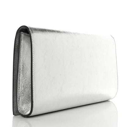 Saint Laurent Metallic Calfskin Monogram Large Belle De Jour Clutch Silver 3 of 10