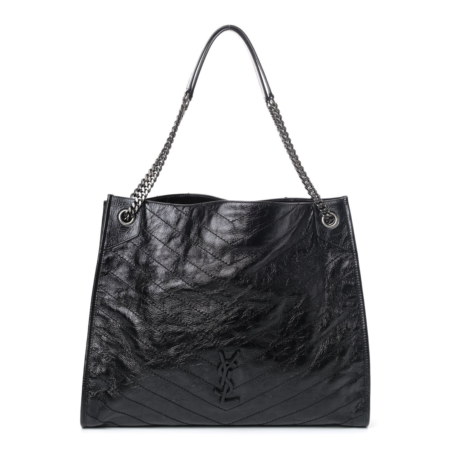 Saint Laurent Crinkled Calfskin Matelasse Monogram Niki Shoulder Bag Black 1 of 4