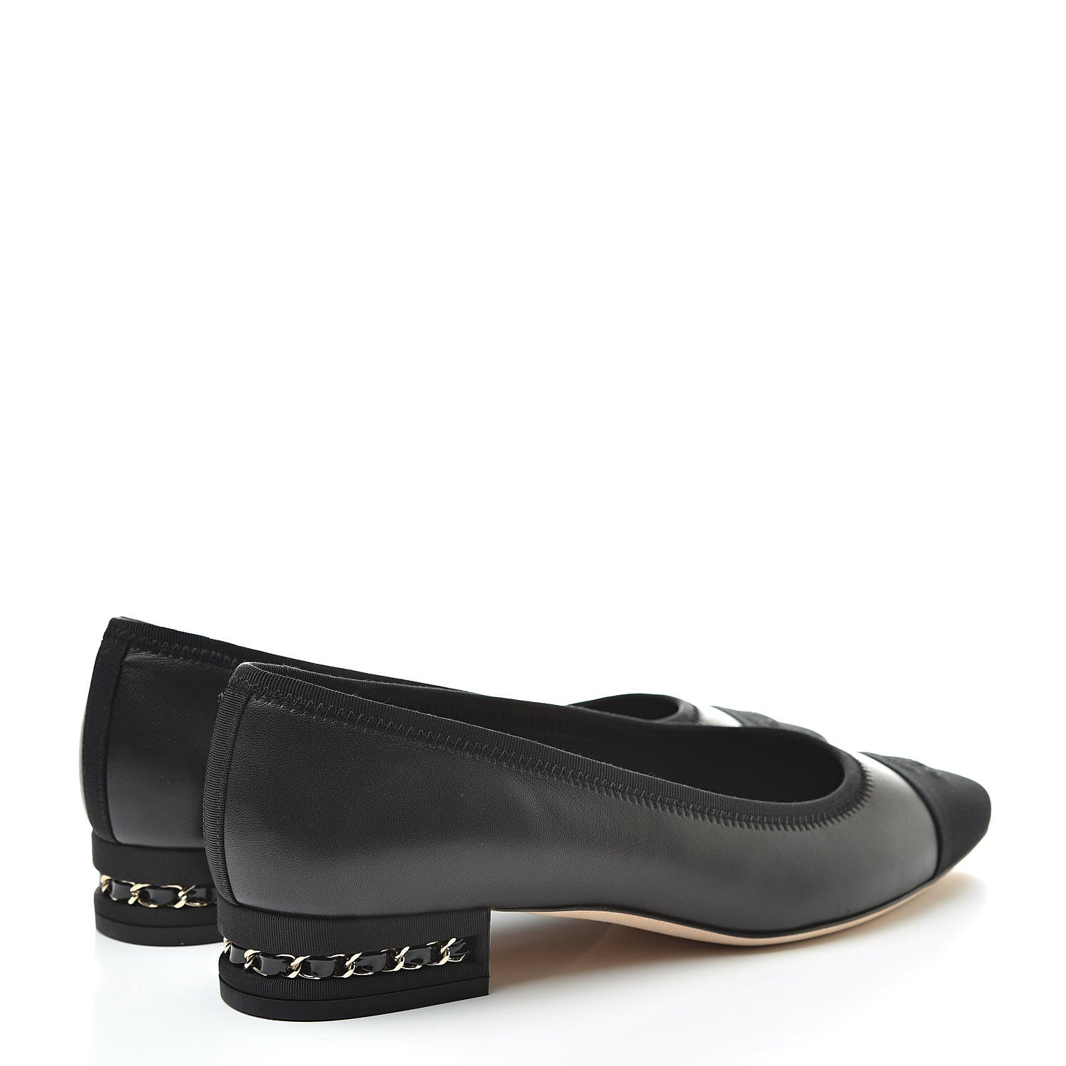 Chanel Lambskin Grosgrain Cap Toe Chain Pumps 40 Black 4 of 8