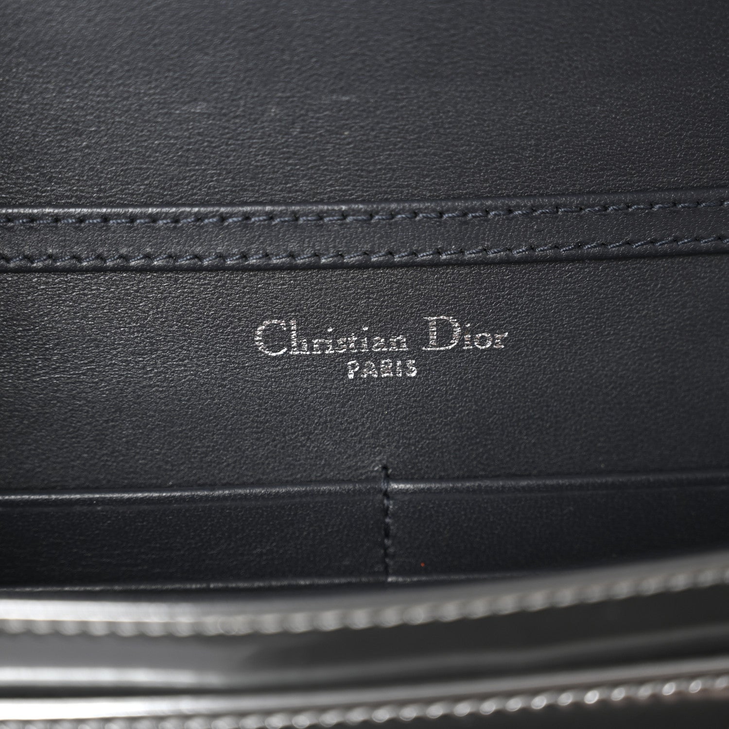 Christian Dior Metallic Patent Micro-Cannage Diorama Wallet on Chain Pouch Silver 6 of 15