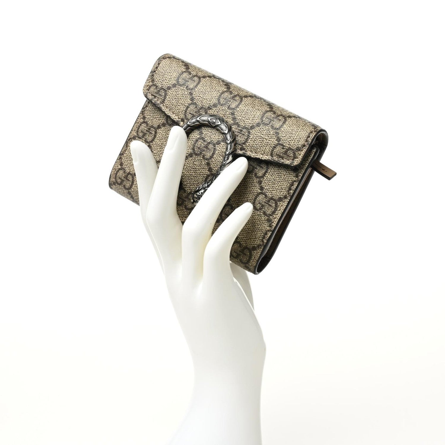 Gucci GG Supreme Monogram Dionysus Card Case Wallet Beige Taupe 2 of 8