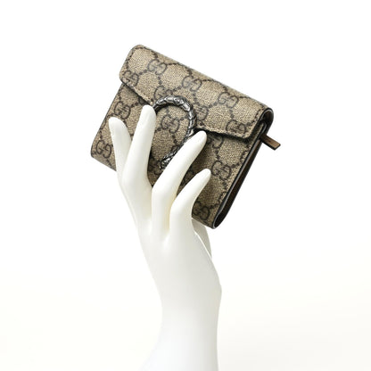 Gucci GG Supreme Monogram Dionysus Card Case Wallet Beige Taupe 2 of 8