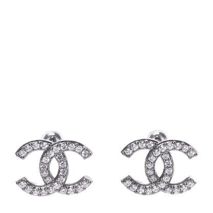 Chanel Crystal Darling Bows CC Earrings Silver 1 of 5