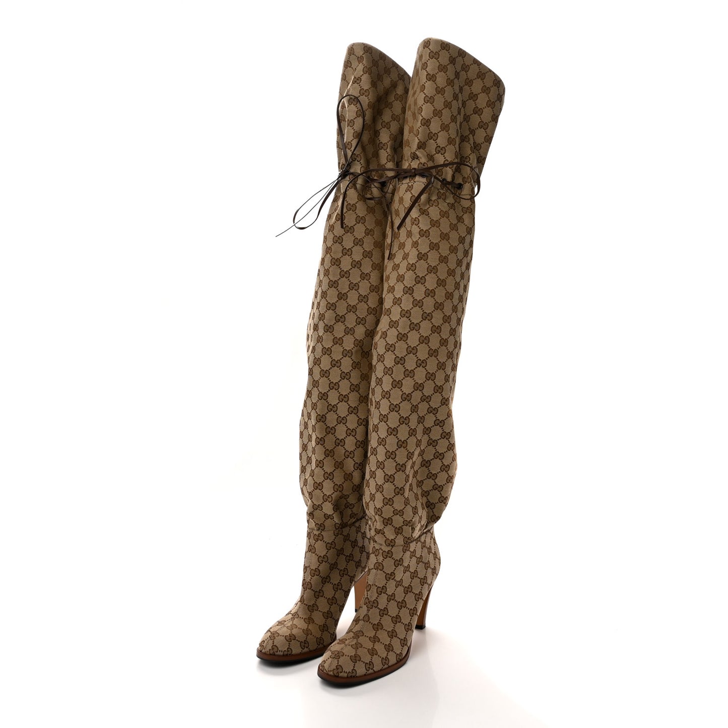 Monogram Over the Knee Boots 42 Beige Ebony
