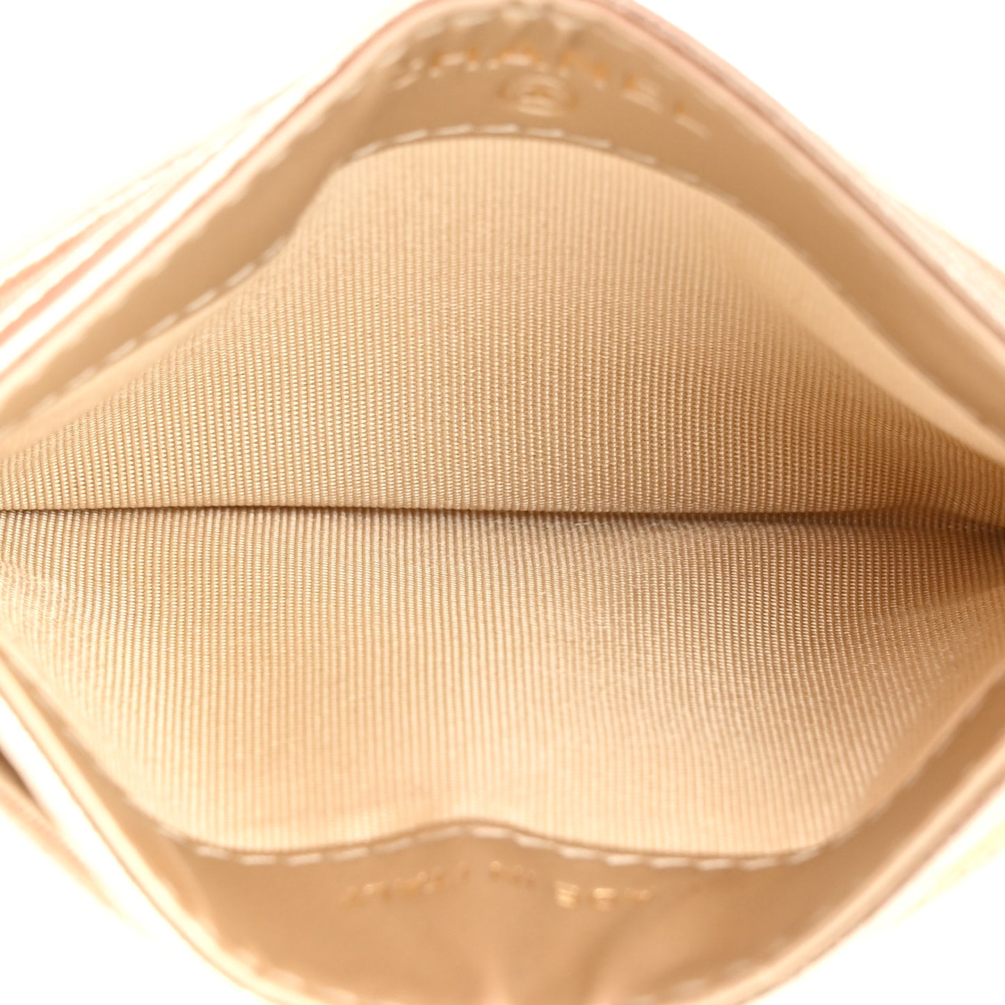 Metallic Goatskin Quilted Chanel 19 Card Holder Gold