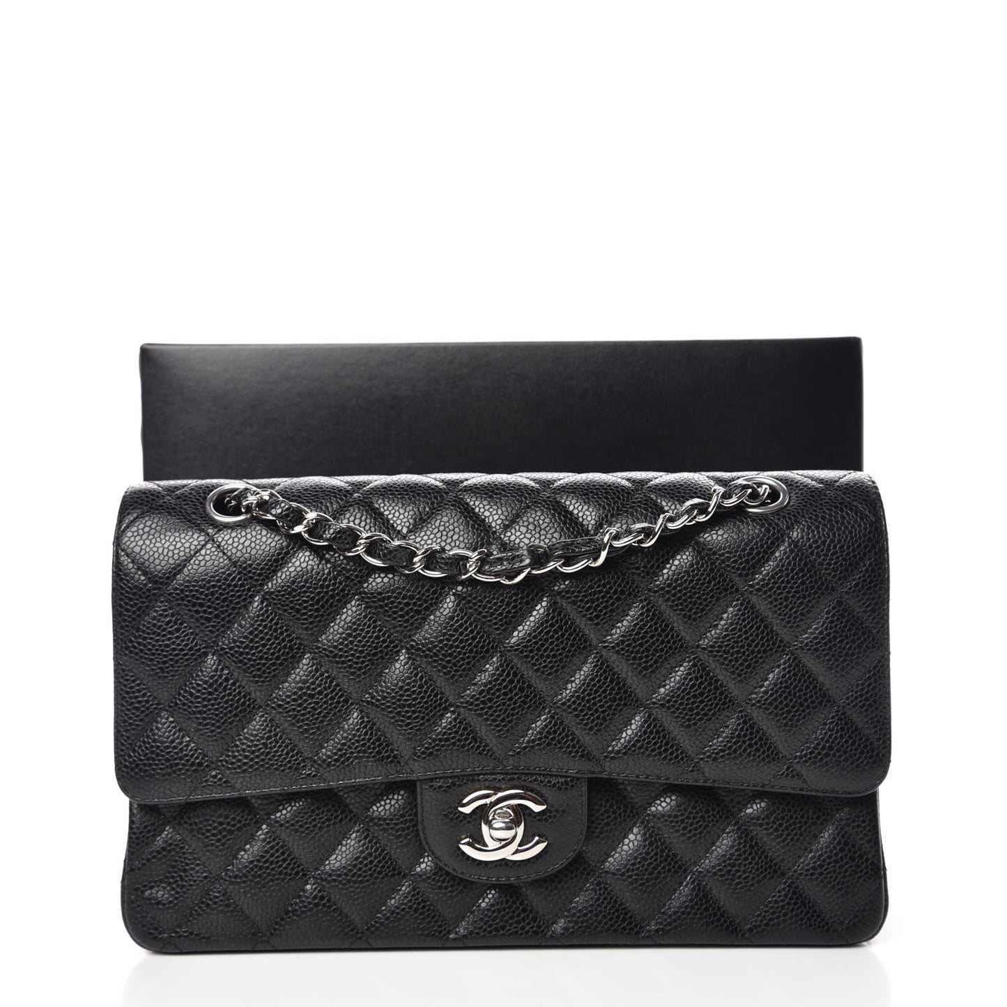 Caviar Quilted Medium Double Flap Black