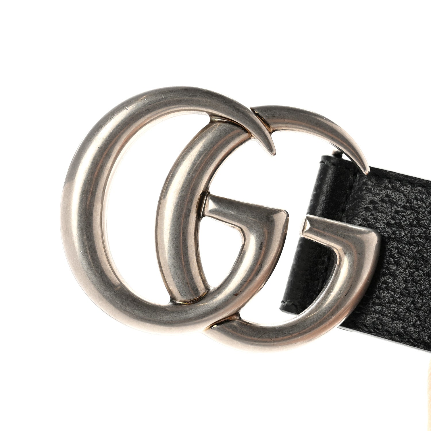 Gucci Textured Dollar Calfskin Nickel Double G 40mm Belt 85 34 Black 5 of 7