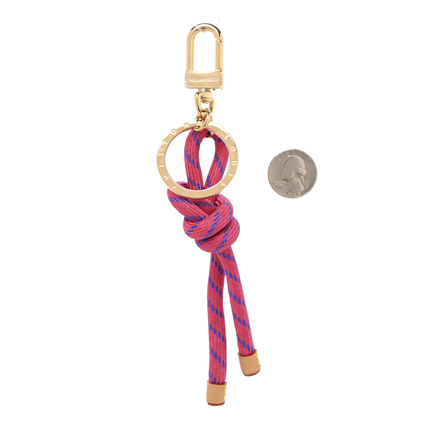 Louis Vuitton Fabric Rope Bag Charm Key Holder Pink 2 of 4