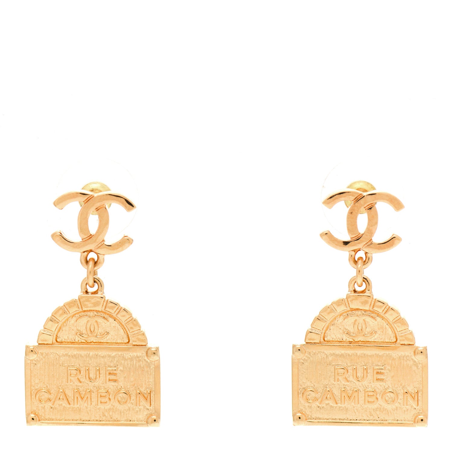 Chanel Metal CC Rue Cambon Drop Earrings Gold 1 of 4