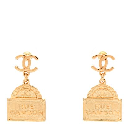 Chanel Metal CC Rue Cambon Drop Earrings Gold 1 of 4