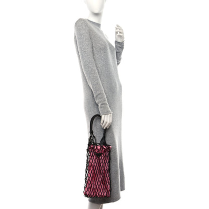 Prada Satin Net Bucket Bag Fuxia Black 2 of 8