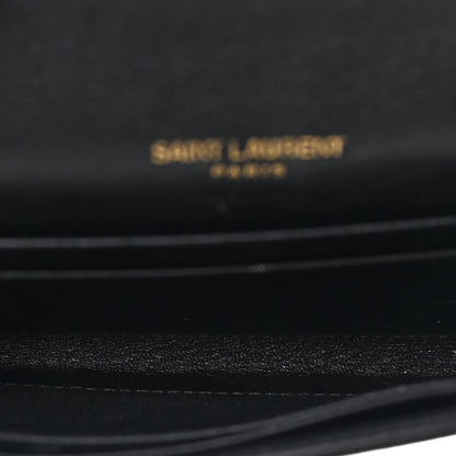 Saint Laurent Calfskin Crocodile Embossed Small Monogram Envelope Wallet Blue 5 of 6