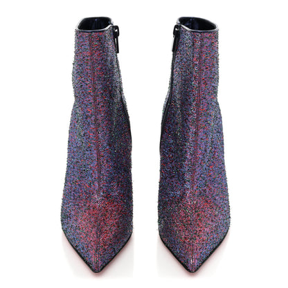 Christian Louboutin Satin So Kate Starlight Booty 100 Ankle Boots 38.5 Purple Multicolor 2 of 8