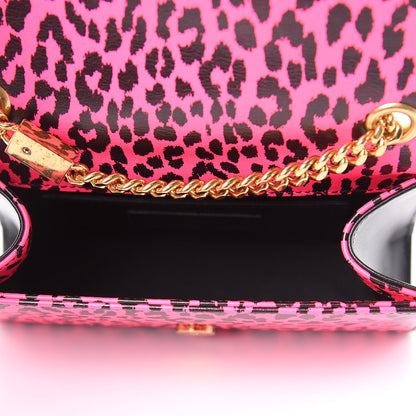 Saint Laurent Calfskin Leopard Small Monogram Kate Satchel Pink Black 5 of 9