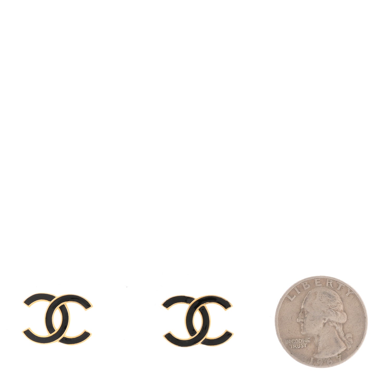 Chanel Metal Enamel CC Earrings Black Gold 2 of 5