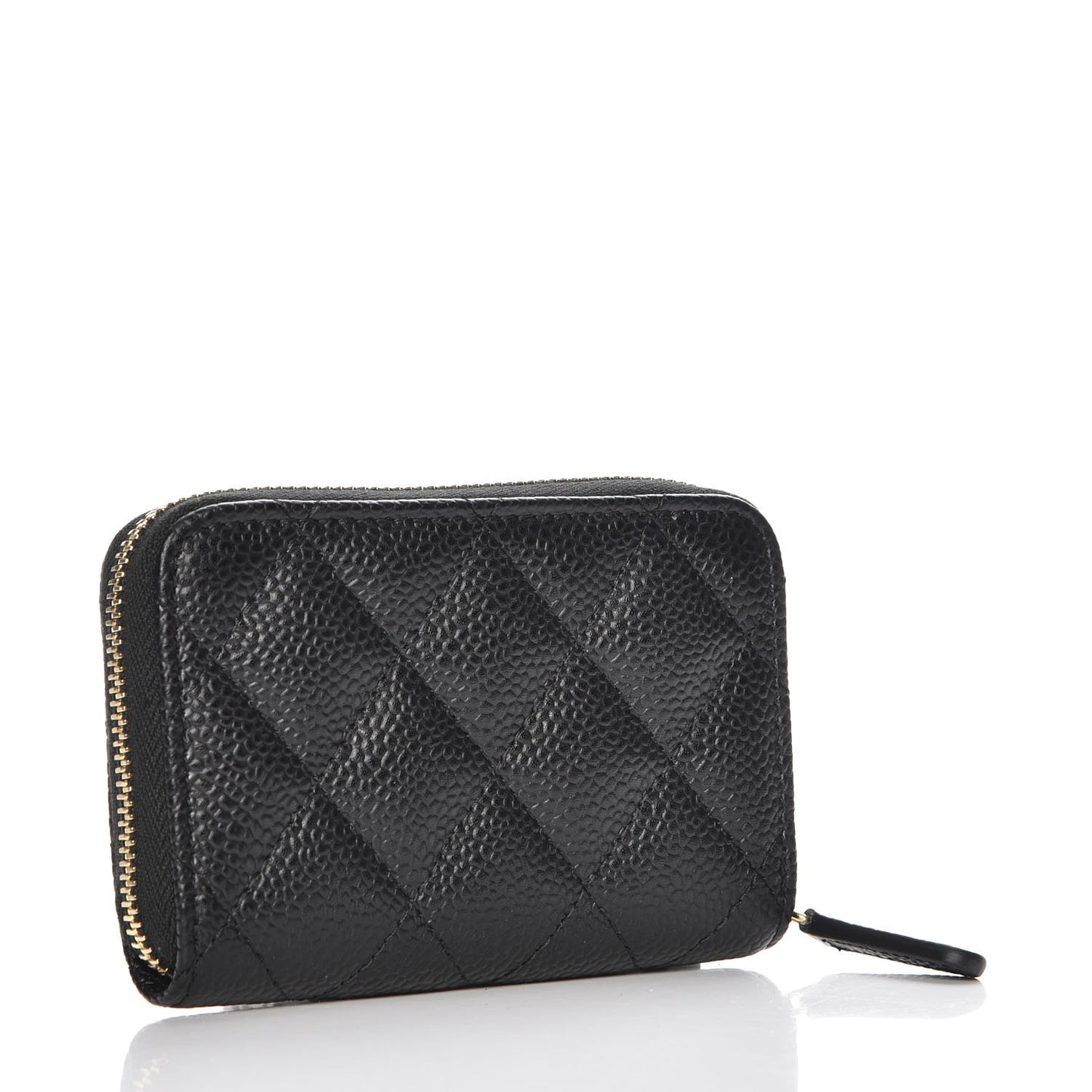 Caviar Quilted Zip Coin Purse Black